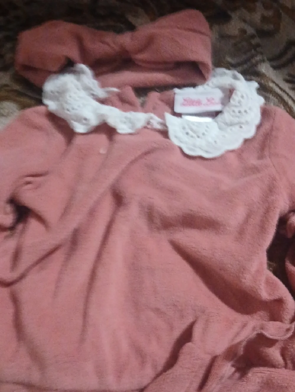 Little Lass Pink 3-Piece Girls Matching Set - Top, Pants, Headband - Picture 4 of 5